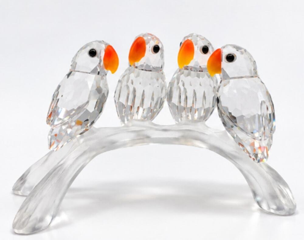 Swarovski Baby Lovebirds 199123 Crystal Birds Branch Retired Boxed